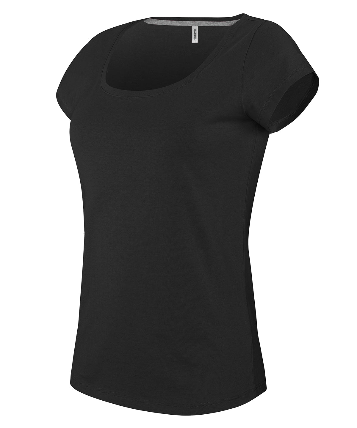 Ladies boat neck short-sleeved T-shirt