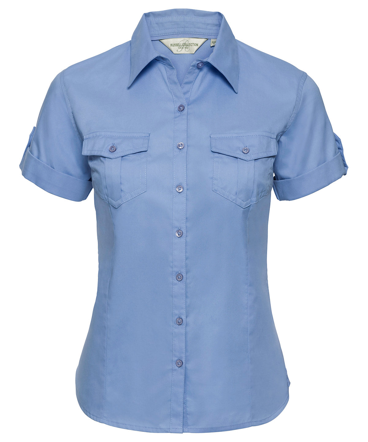 Women's roll-sleeve short sleeve shirt