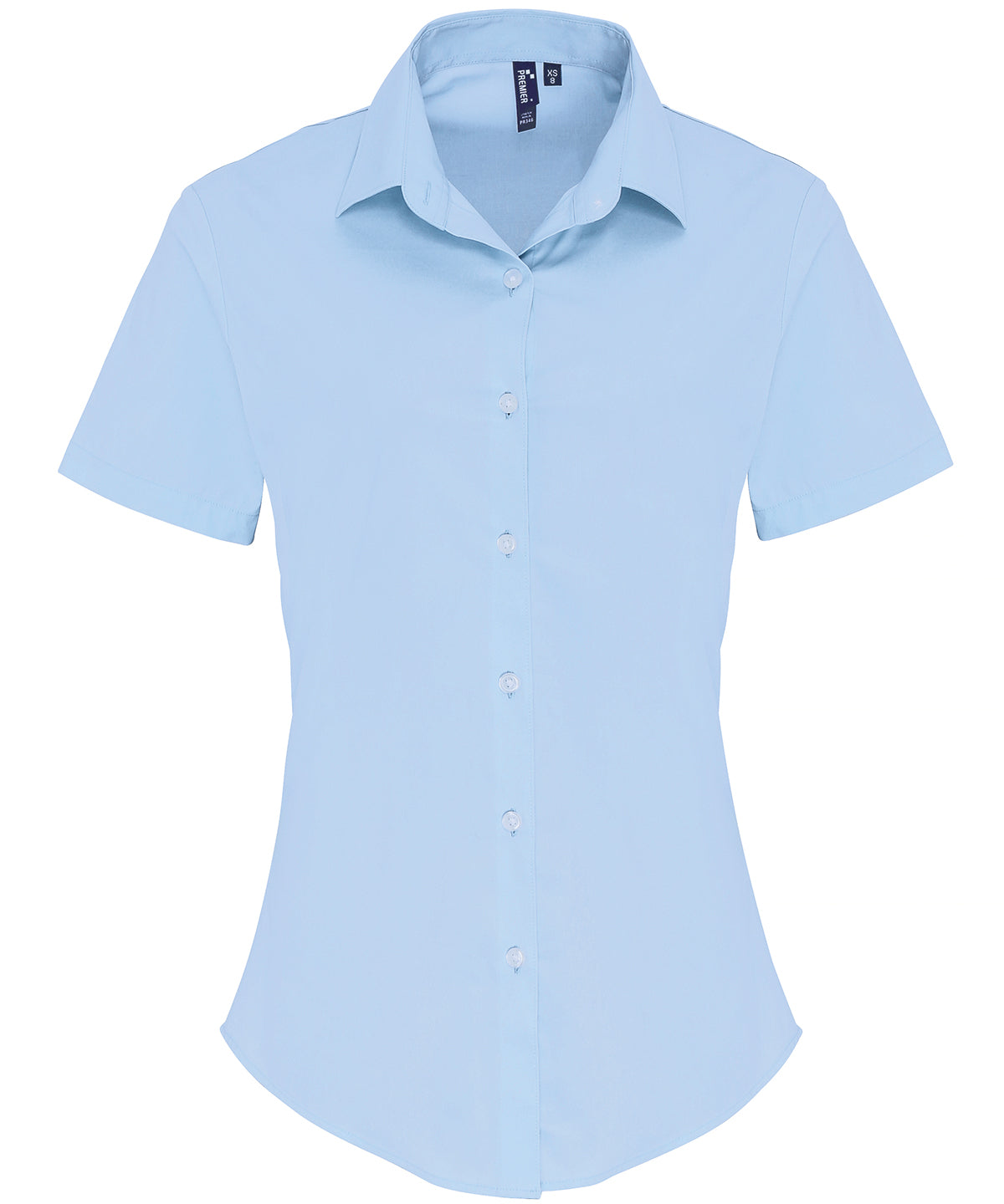 Women's stretch fit cotton poplin short sleeve blouse PR346