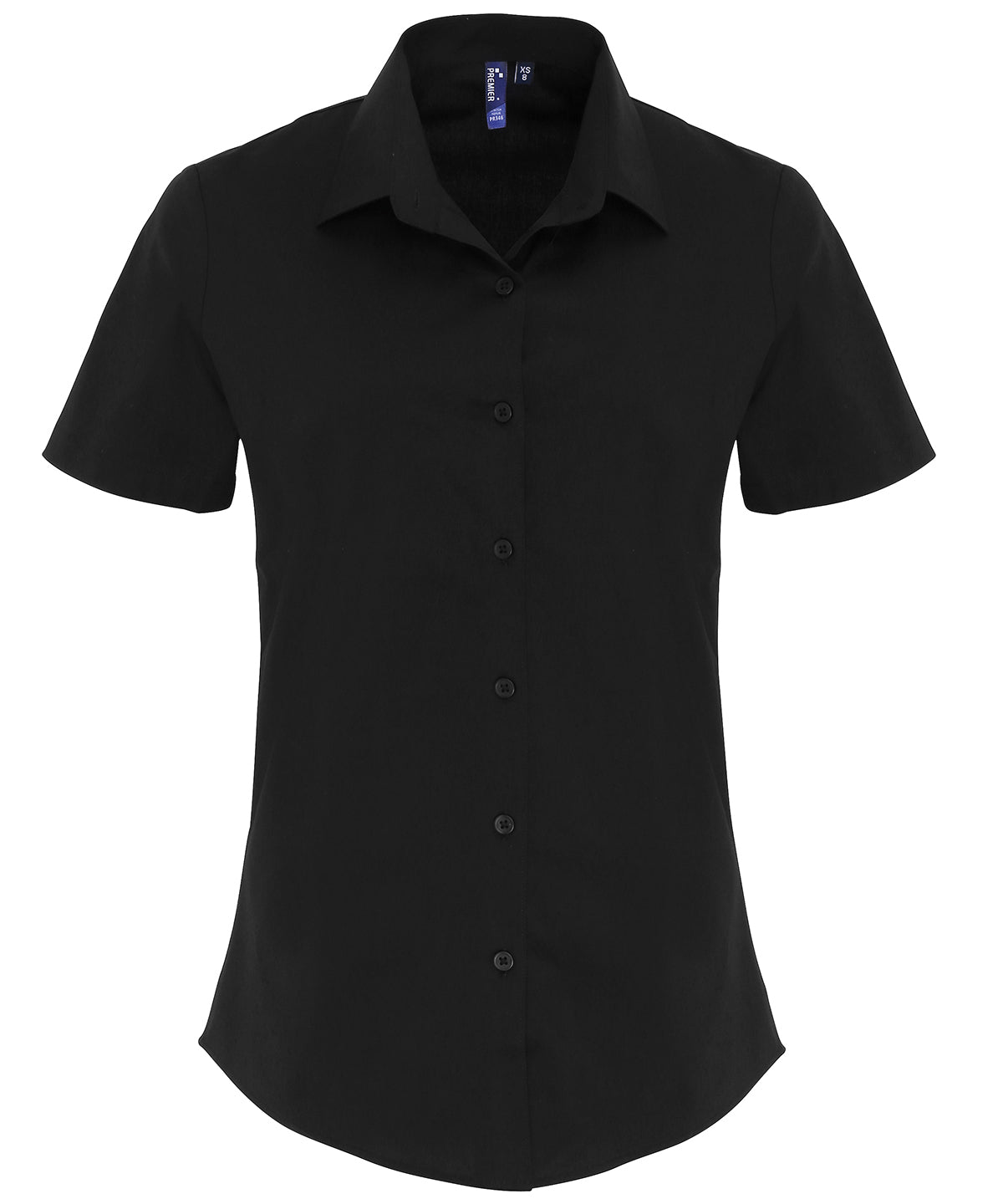 Women's stretch fit cotton poplin short sleeve blouse PR346