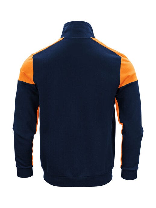 Printer Prime Full Zip Sweater - Navy/Neon Orange