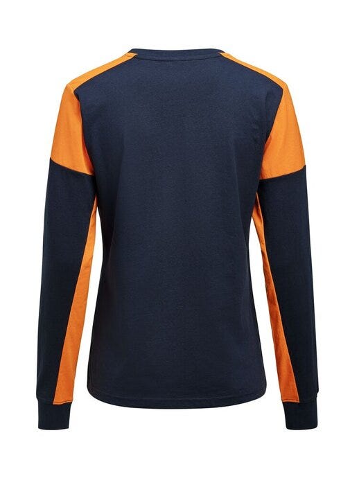 Printer Prime Ladies Long Sleeve T-Shirt - Navy/Neon Orange