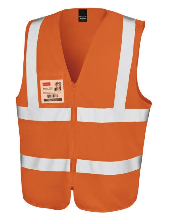 Result Safeguard Result Safe-Guard Zip Safety Tabard - Hi Vis Orange