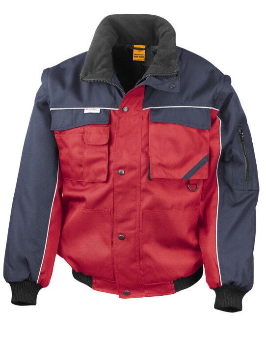 Result Work-Guard Result Workguard Zip Sleeve Pilot Jacket - Red/Navy