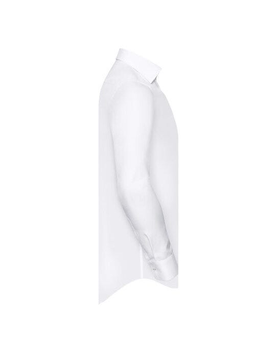 Russell Athletic Collection Russell Mens L/S Contrast H'Bone Shirt - White/Silver/Convoy Grey