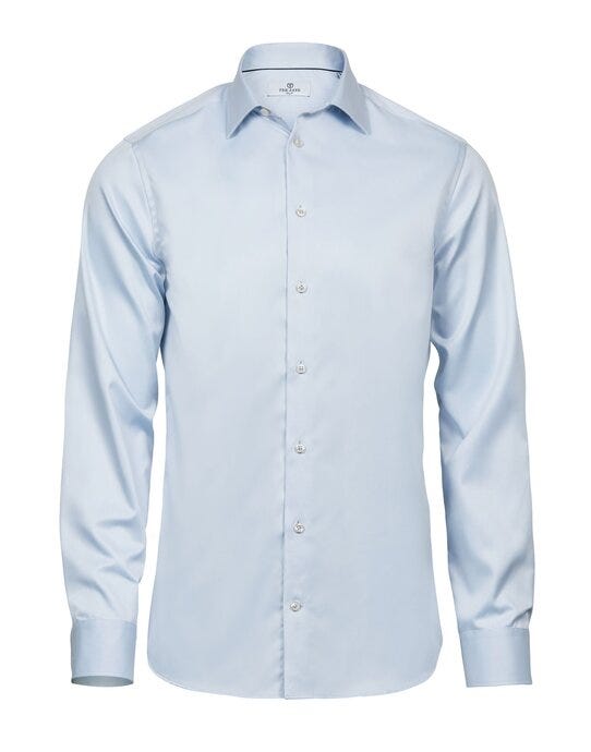 Tee Jays Mens Luxury Shirt Slim Fit - Light Blue