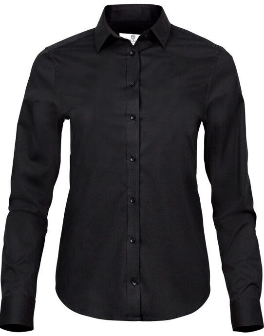 Tee Jays Ladies Stretch Luxury Shirt - Black