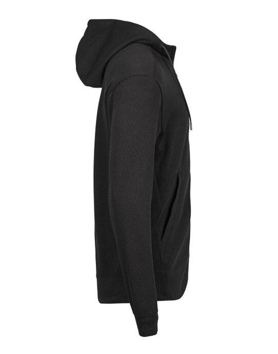 Tee Jays Ribbed Interlock Hood Full Zip - Black