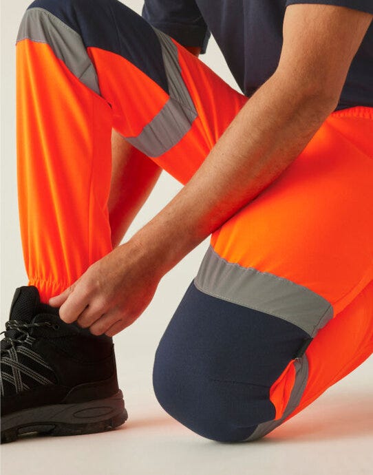 Regatta High Visibility Regatta Hi Vis Pro Two Tone Joggers - Hi Vis Orange/Navy