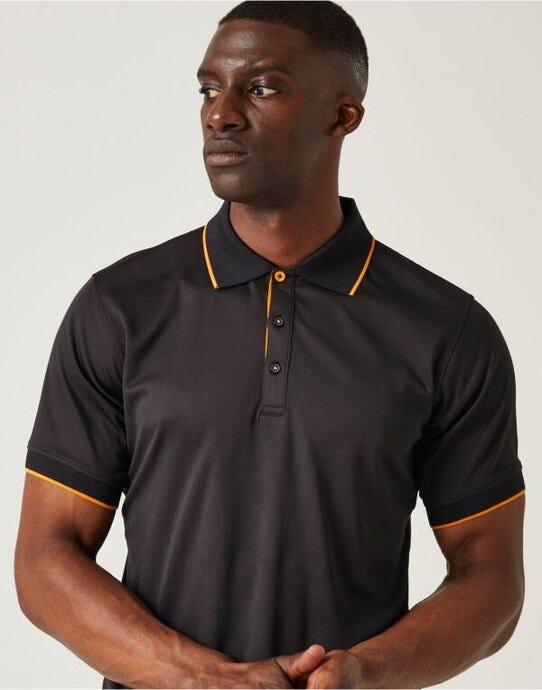 Regatta Professional Regatta Navigate Short Sleeve Polo - Black Orange Pop