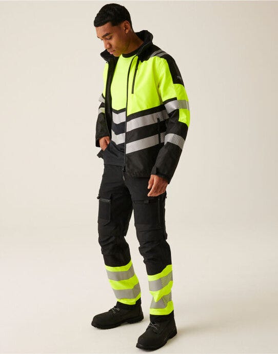 Regatta High Visibility Regatta Hi-Vis X-Pro Wproof Shell Jacket - Black/Hi-Vis Yellow