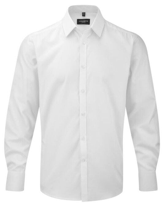 Russell Athletic Collection Russell Collection Mens LS H'Bone Shirt - White
