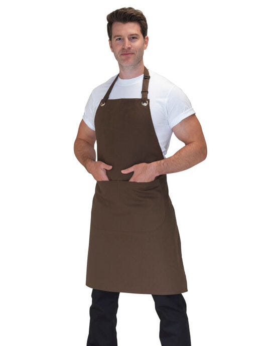 Dennys Joseph Alan Canvas Bib Apron With Pocket - Khaki