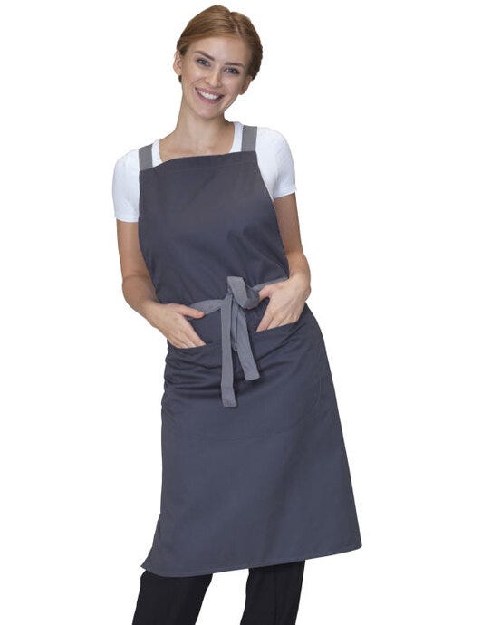 Dennys Cross Back Bib Apron - Storm Grey