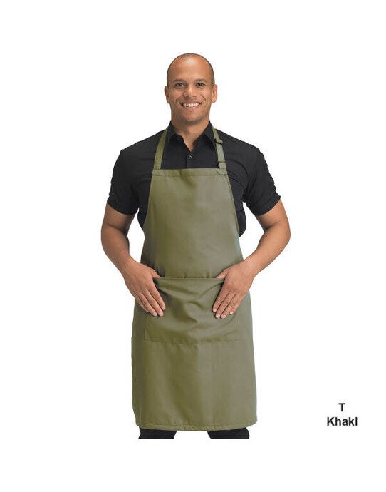 Dennys Recycled Bib Apron With Pocket - Khaki