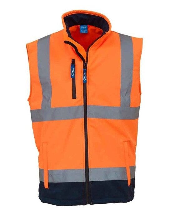 Yoko Hi Vis Softshell Bodywarmer - Hi Vis Orange/Navy