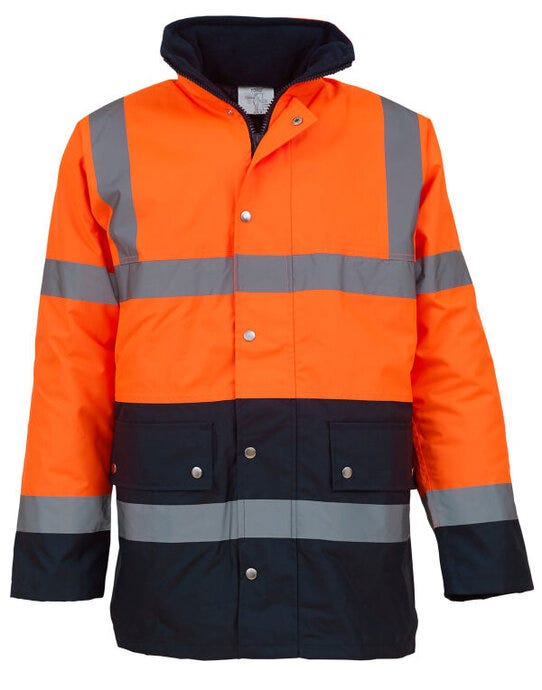 Yoko Hi-Vis 2 Band Two Tone Jacket - Hi Vis Orange/Navy