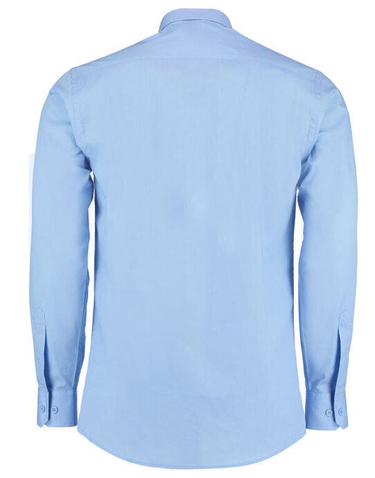 Kustom Kit Mens LS Tailored Poplin Shirt - Light Blue