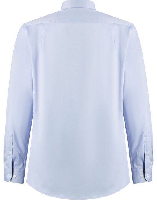 Kustom Kit Mens LS Contrast BDC Shirt - Light Blue/Navy