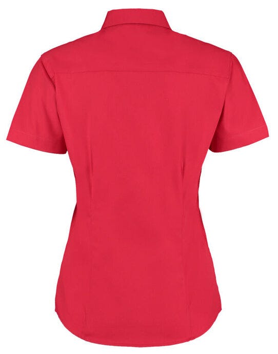 Kustom Kit Lady SS Tailored Oxford Shirt - Red