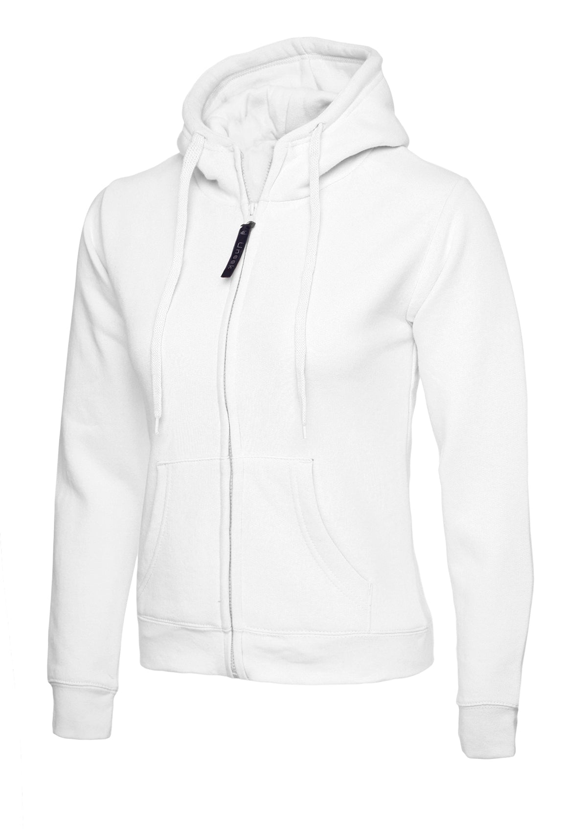 Ladies Classic Full Zip Hooded Sweatshirt - White