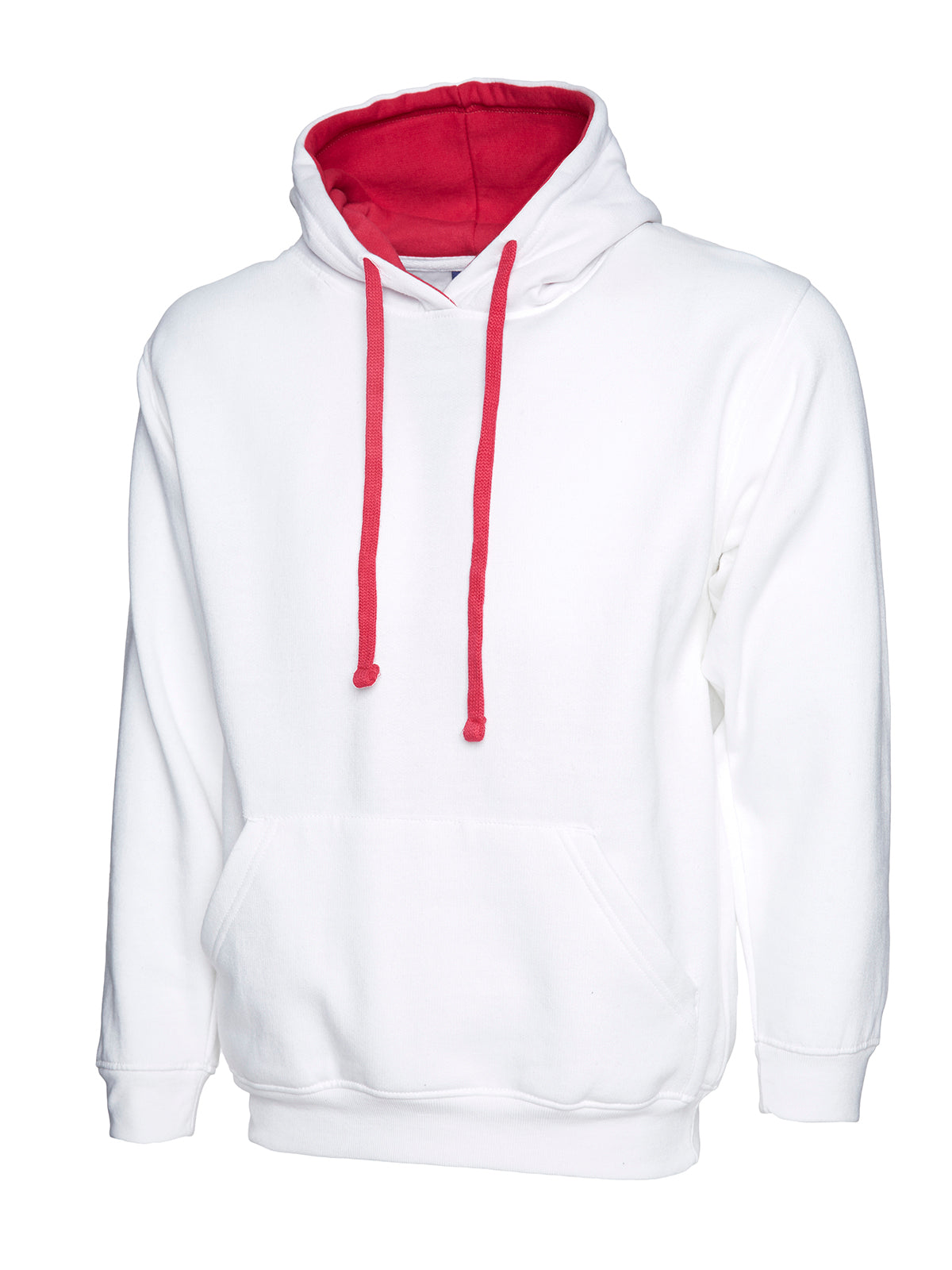 Contrast Hooded Sweatshirt - White/Fuchsia