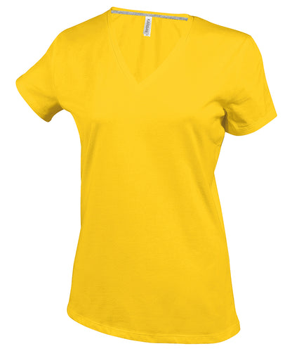 Ladies' short-sleeved V-neck T-shirt KB381