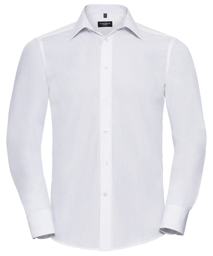 Long sleeve polycotton easycare fitted poplin shirt