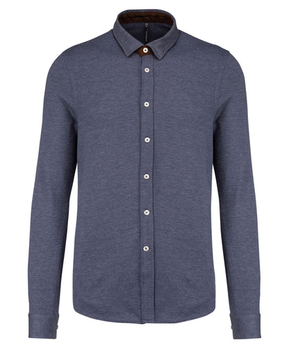 Long-sleeved jacquard knit shirt