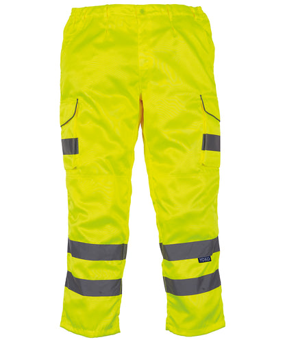 Hi-vis polycotton cargo trousers with kneepad pockets