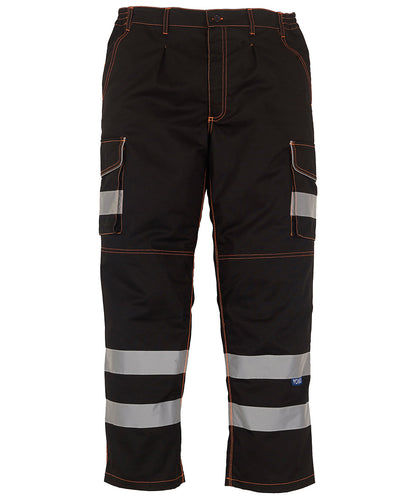 Hi-vis polycotton cargo trousers with kneepad pockets