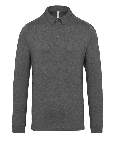 Jersey knit long sleeve polo shirt