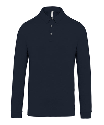 Jersey knit long sleeve polo shirt