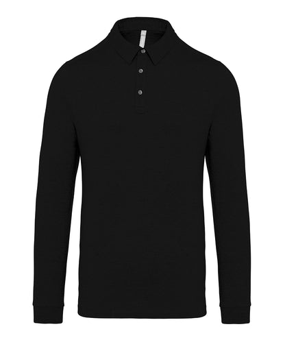 Jersey knit long sleeve polo shirt