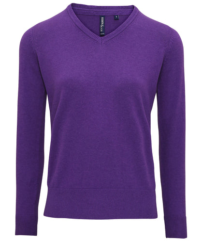 Women's cotton blend v-neck sweater AQ043