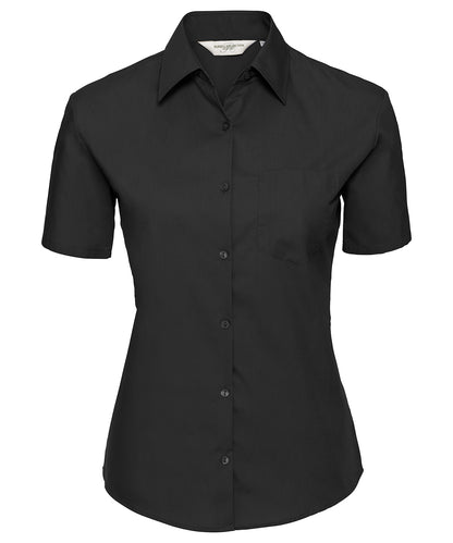 Women's short sleeve pure cotton easycare poplin shirt