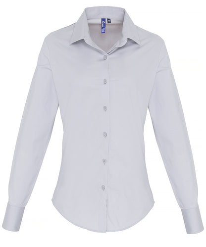 Women's stretch fit cotton poplin long sleeve blouse PR344