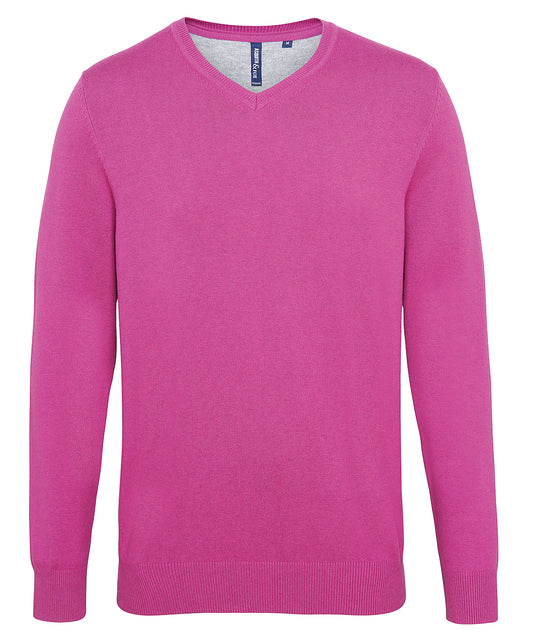 Men's cotton blend v-neck sweater AQ042