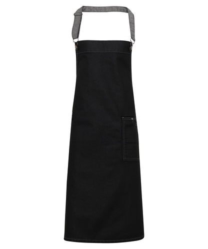 District waxed-look denim bib apron PR134