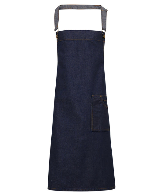 District waxed-look denim bib apron PR134