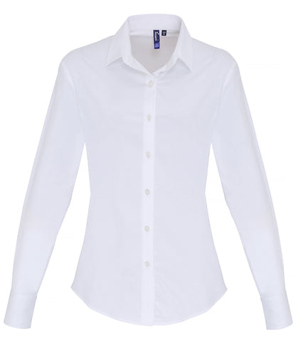 Women's stretch fit cotton poplin long sleeve blouse PR344