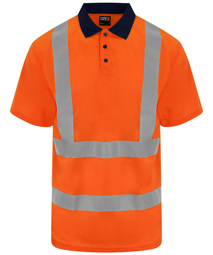 High visibility polo - HV Orange/Navy