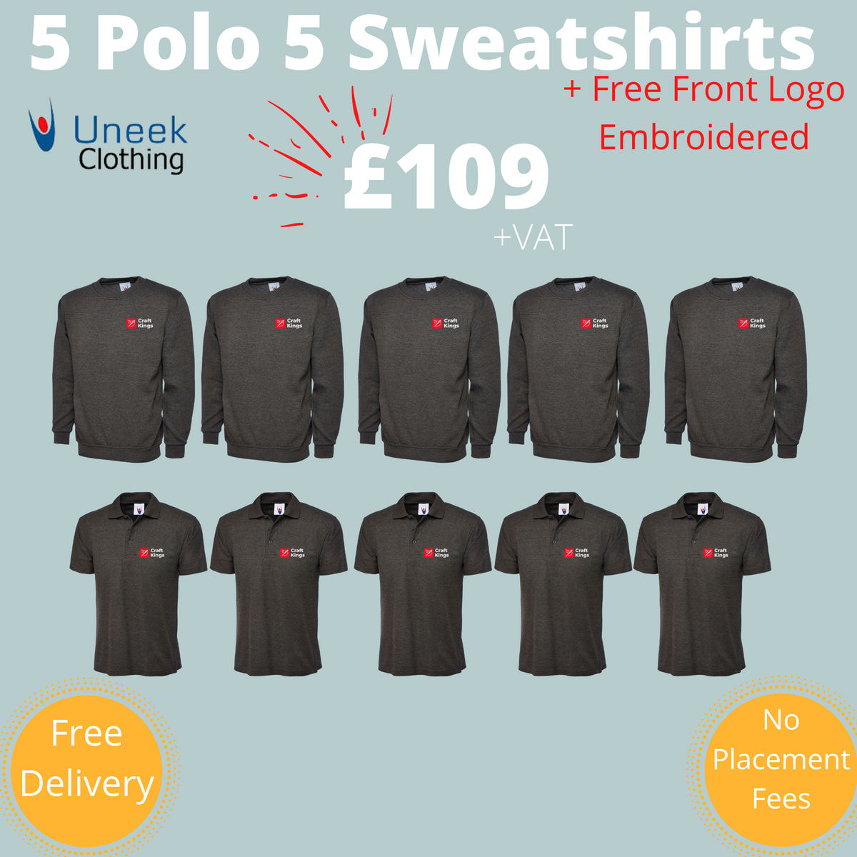5 Sweatshirts 5 Polo Bundle