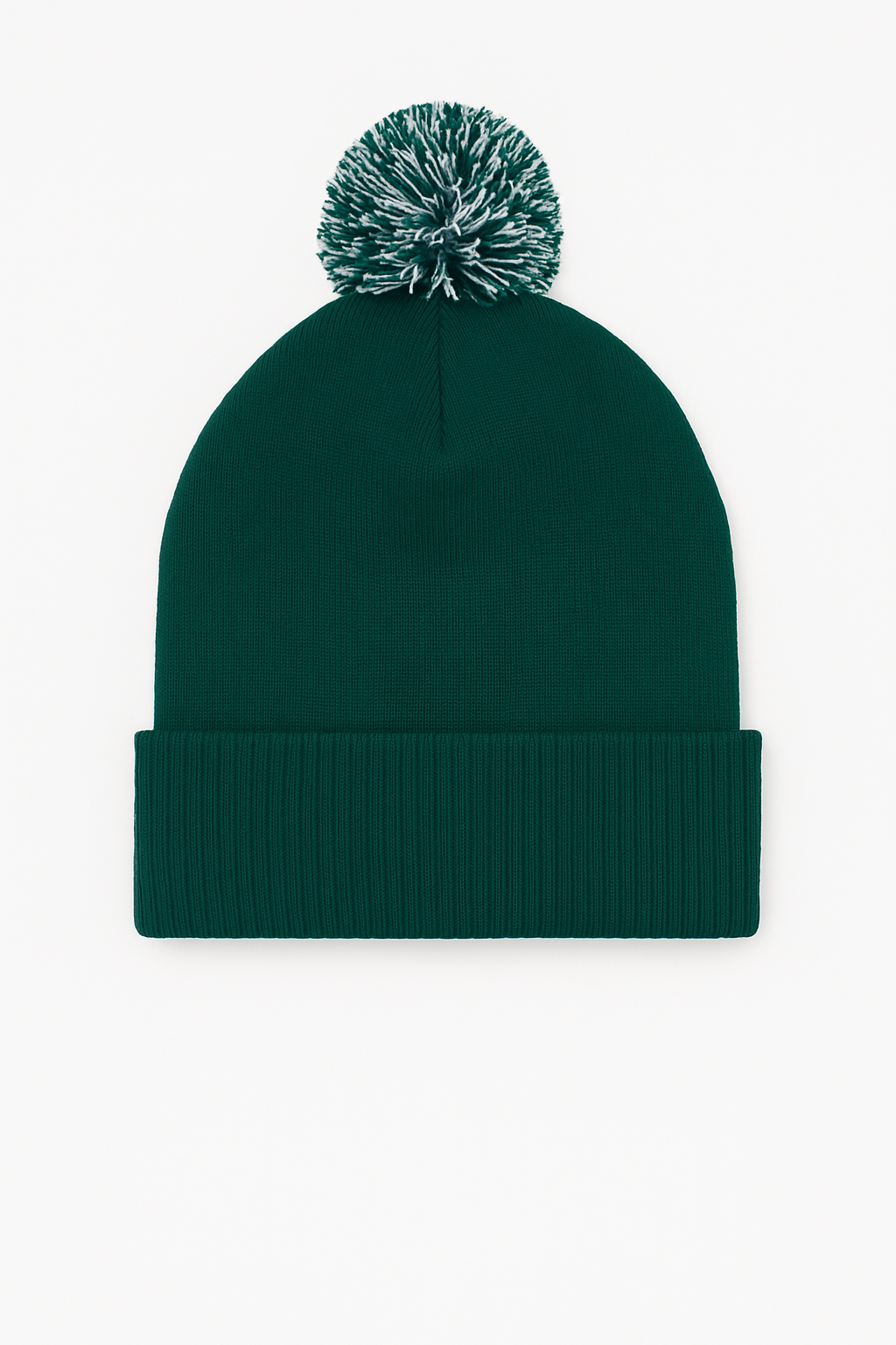 Pom Pom Beanie - Bottle Green/Off White