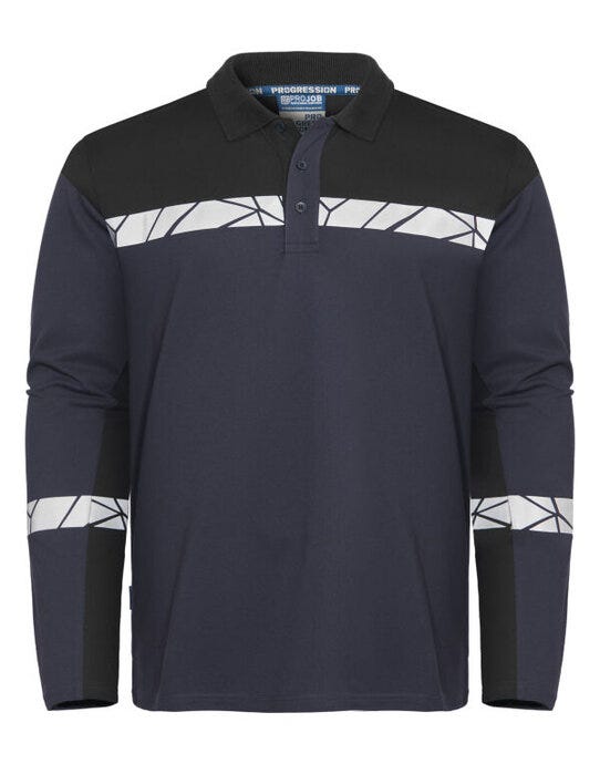 Pro-Job ProJob Progression 7004 LS Pique Polo - Navy/Black