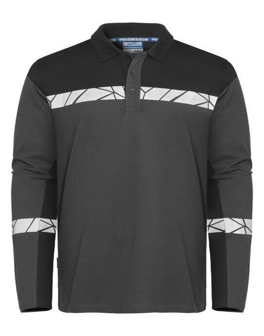 Pro-Job ProJob Progression 7004 LS Pique Polo - Grey/Black