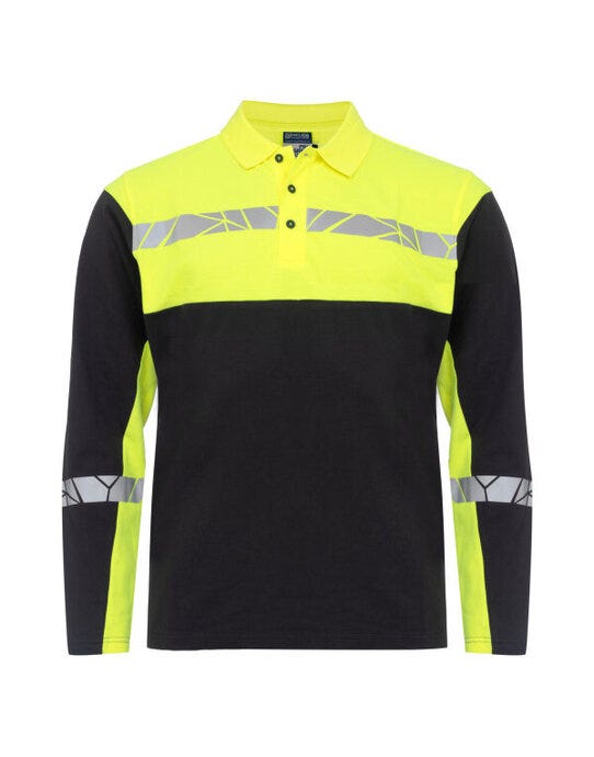 Pro-Job ProJob Progression 7004 LS Pique Polo - Black/Yellow