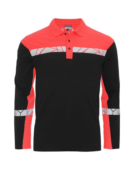 Pro-Job ProJob Progression 7004 LS Pique Polo - Black/Red