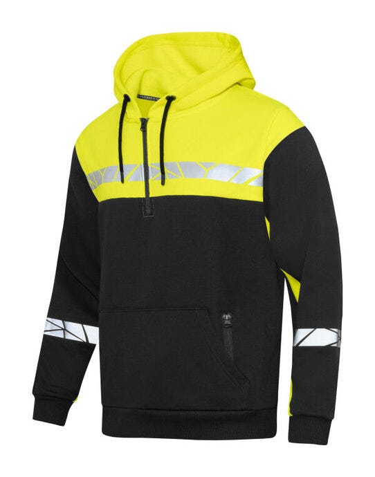 Pro-Job ProJob Progression 7104 Half Zip Hoodie - Black/Yellow