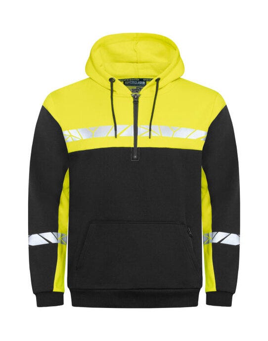Pro-Job ProJob Progression 7104 Half Zip Hoodie - Black/Yellow